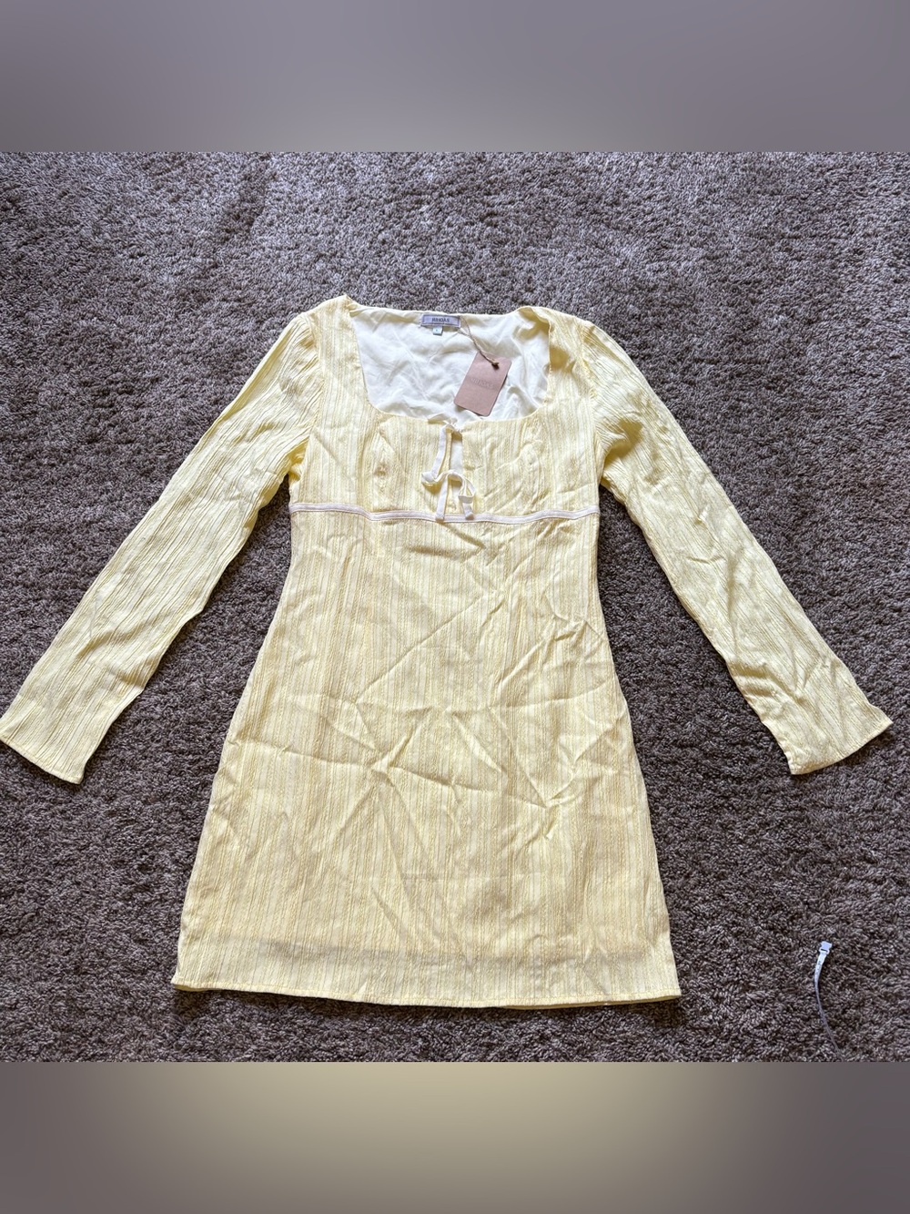 Rihoas butter Yellow Square-Neck Mini Dress - Picture 2 of 8